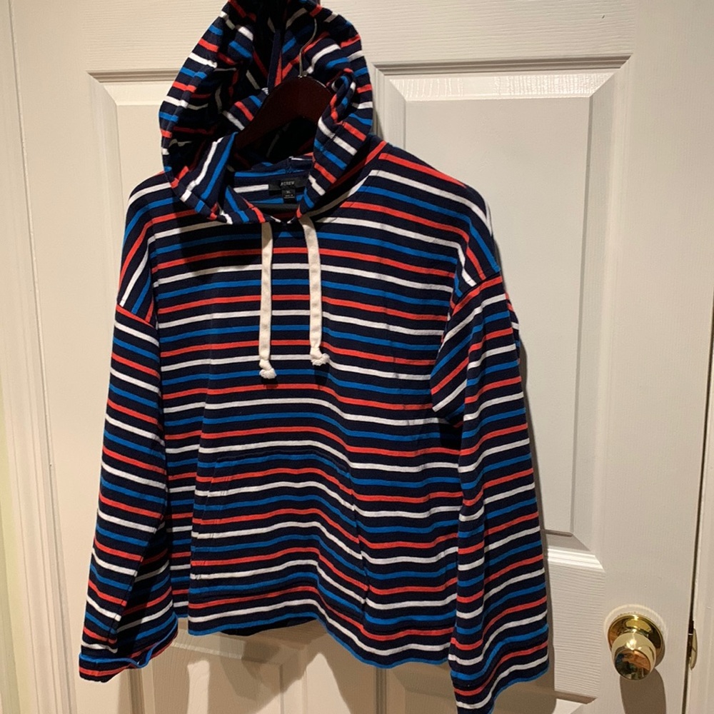 J Crew hooded sweatshirt/ red white & blue